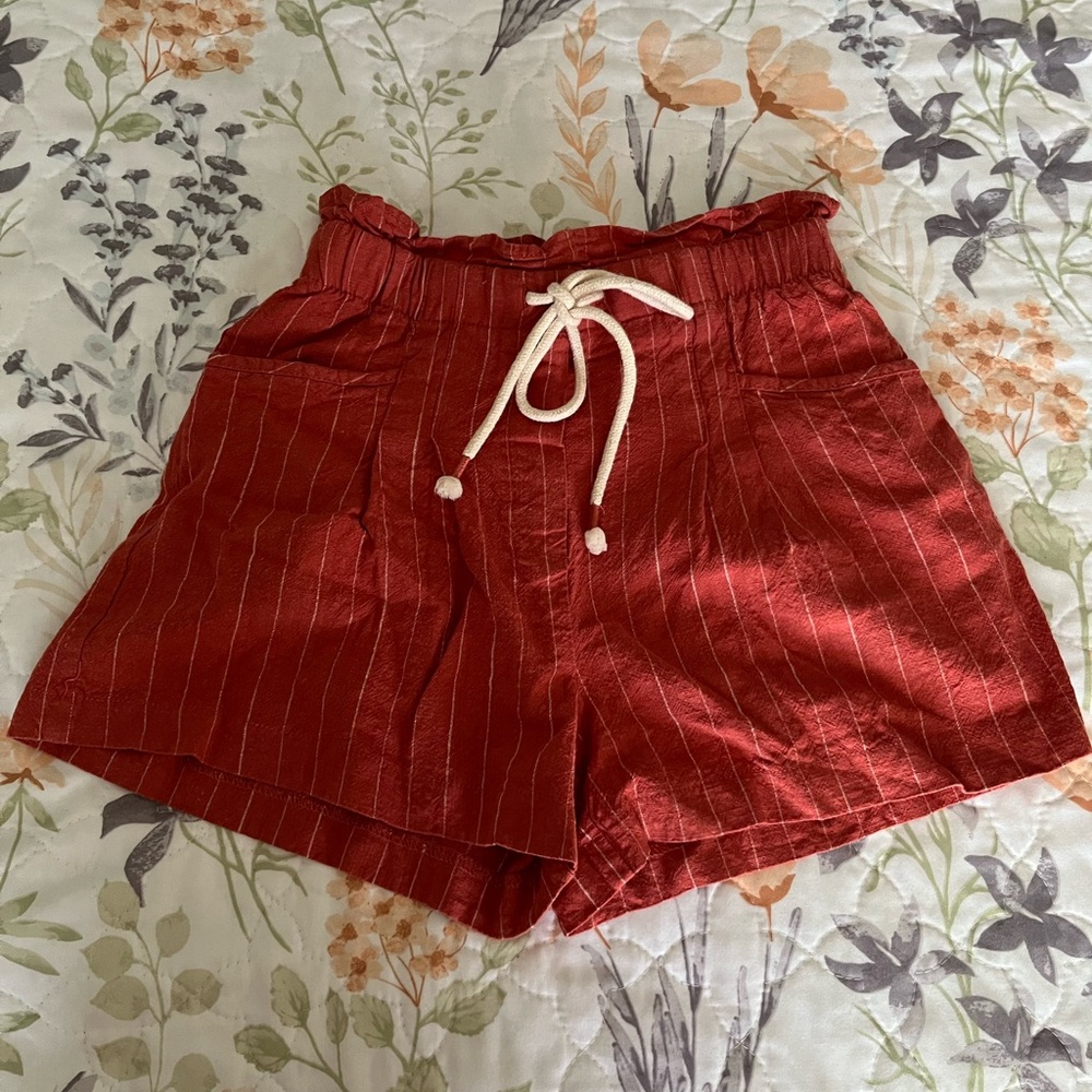 Orange Striped Women's Shorts